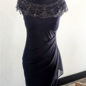 Gray Cocktail Dress with Beading.